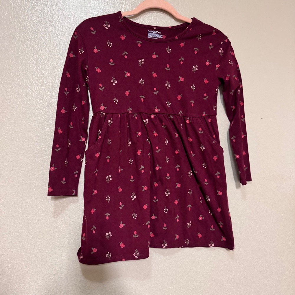 Cat & Jack Burgundy Floral Kids Dress